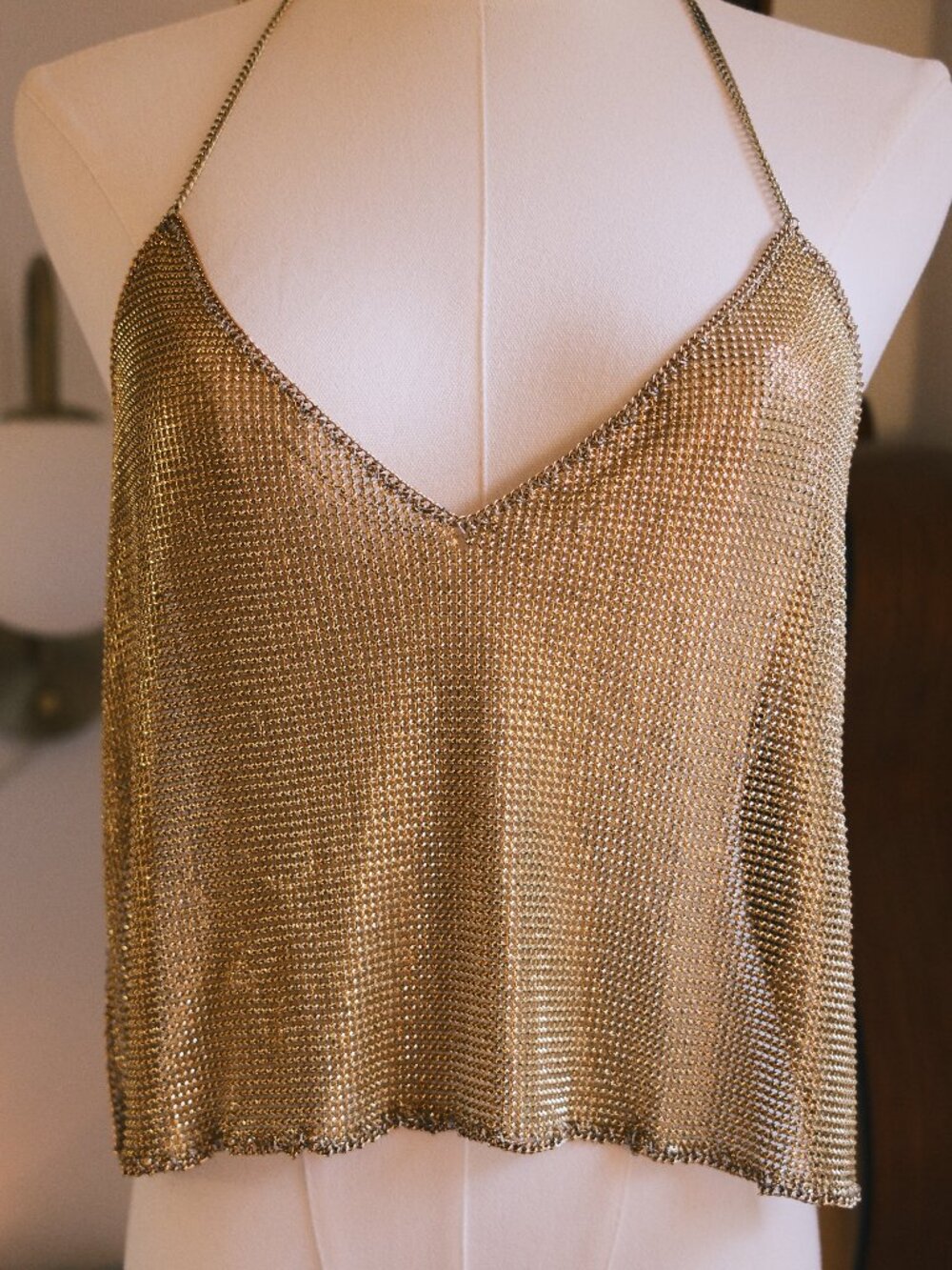 Urban Outfitters Gold Chainmail Halter Top Metal Mesh Festival Y2K Going Out Top